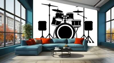 Drum Set silhouette vector illustration Wall mural