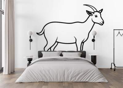 Goat Silhouette Vector Illustration, liner art animal with white background Wall mural