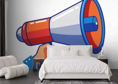 Hand Holding megaphone vector icon, Announcing hand mike illustration on white background Wall mural