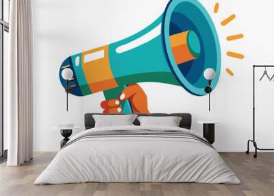 Hand Holding megaphone vector icon, Announcing hand mike illustration on white background Wall mural