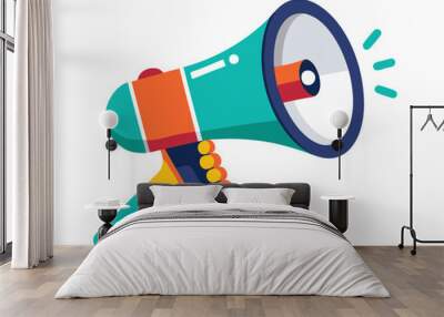 Hand Holding megaphone vector icon, Announcing hand mike illustration on white background Wall mural