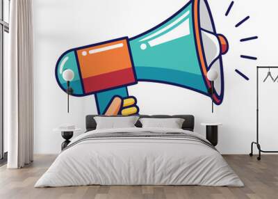 Hand Holding megaphone vector icon, Announcing hand mike illustration on white background Wall mural