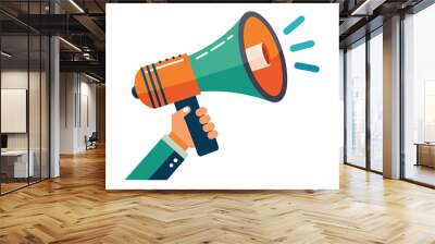 Hand Holding megaphone vector icon, Announcing hand mike illustration on white background Wall mural