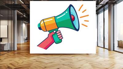 Hand Holding megaphone vector icon, Announcing hand mike illustration on white background Wall mural