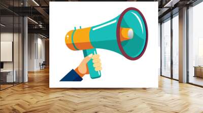 Hand Holding megaphone vector icon, Announcing hand mike illustration on white background Wall mural