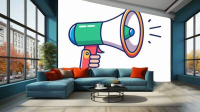 Hand Holding megaphone vector icon, Announcing hand mike illustration on white background Wall mural