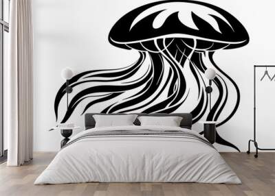 Jellyfish silhouette vector illustration Wall mural