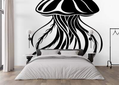 Jellyfish silhouette vector illustration Wall mural