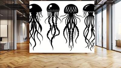 Jellyfish silhouette vector illustration Wall mural