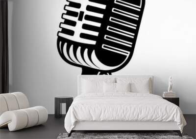 Microphone silhouette vector illustration, vintage, retro quality design Wall mural