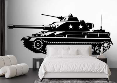 Military tank silhouette vector Illustration Wall mural