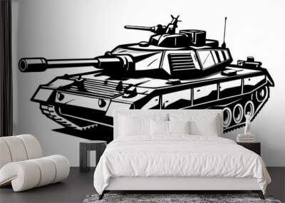 Military tank silhouette vector Illustration Wall mural