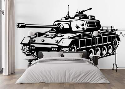 Military tank silhouette vector Illustration Wall mural