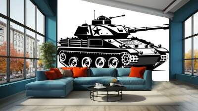 Military tank silhouette vector Illustration Wall mural