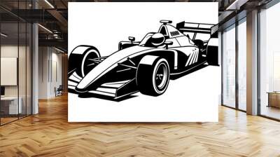 Racing Car silhouette vector, Formula 1 car illustration Wall mural