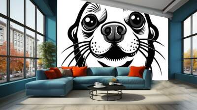 Sea seal head vector icon, Sea lion face illustration Wall mural