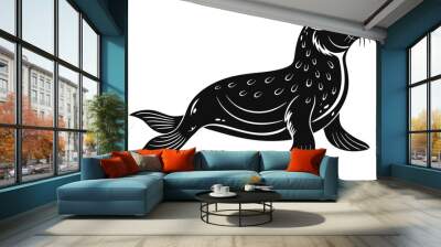 Sea seal silhouette vector illustration Wall mural