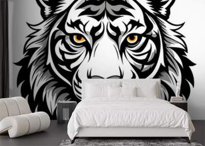 tiger head silhouette vector illustration mascot logo Wall mural