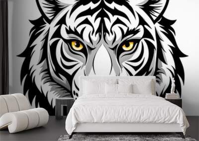 tiger head silhouette vector illustration mascot logo Wall mural