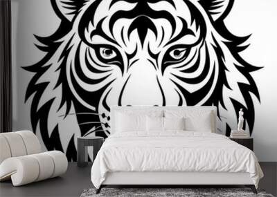 tiger head silhouette vector illustration mascot logo Wall mural