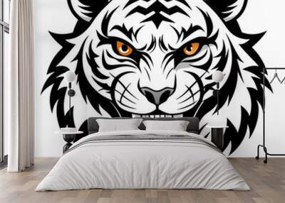 tiger head silhouette vector illustration mascot logo Wall mural