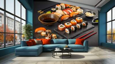 Delicious sushi set Wall mural