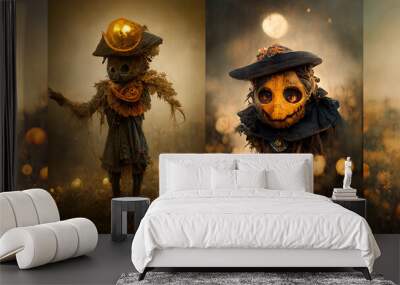 Halloween costume of old scarecrow Wall mural