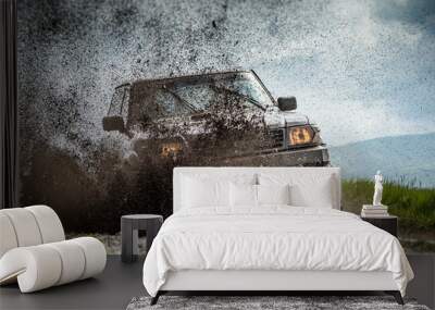 Jeep in mud Wall mural