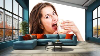 Woman eating the cake Wall mural