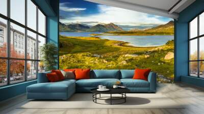 Scenic Coastal Landscape With Remote Village Around Loch Torridon And Loch Shieldaig In Scotland Wall mural