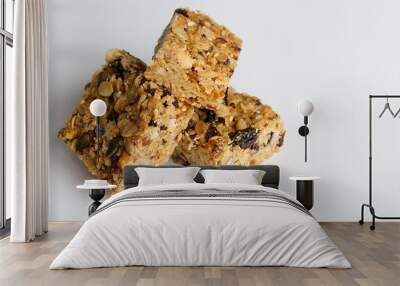 Oatmeal bars flap jack fruit nuts seeds healthy snacks Wall mural