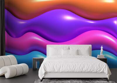 Abstract and colorful 3d wavy shapes background. Vibrant inflated layer backdrop template. Suitable for poster, banner, cover, presentation, or catalog. Wall mural