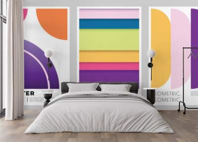 Abstract colorful geometric poster or banner design set. Polygon shape background template bundle. Suitable for branding, cover, or promotion. Wall mural