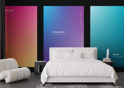 Colorful gradient background template copy space set. Colour gradation backdrop for poster, banner, flyer, brochure, leaflet, pamphlet, or cover. Wall mural