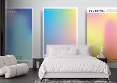 Pastel fluid gradient mesh poster design set. Wavy colorful gradation background bundle. Abstract smooth vibrant graphic element. For social media template, advertisement, presentation, or branding. Wall mural