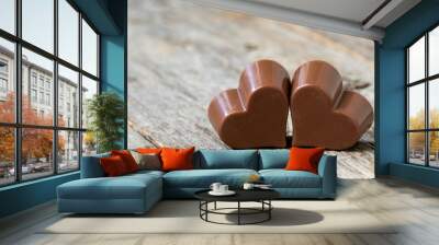 Couple of chocolate hearts Wall mural