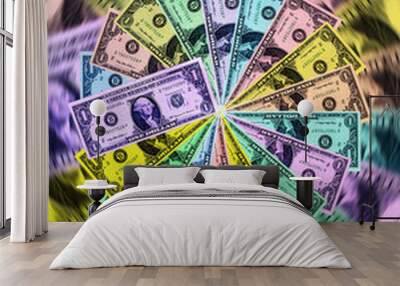 spin of colored dollars banknotes Wall mural