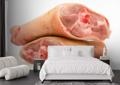 two pieces of raw pork isolated on white background Wall mural