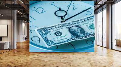 Wall clock and banknote of USD Wall mural