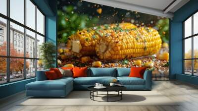 a close up of a corn on the cob Wall mural