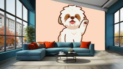 Cartoon illustration of shih tzu dog cute pose. Vector illustration of shih tzu dog Wall mural