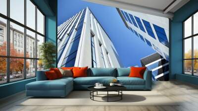 modern office building with blue sky and clouds Wall mural