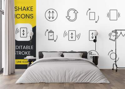 Shake a can of polyurethane foam, vector line icon set with editable stroke Wall mural