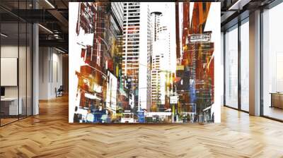 abstract art of cityscape,illustration Wall mural