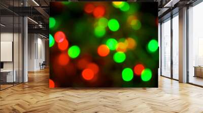 Christmas or new year background ,red and green bokeh Wall mural