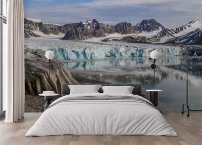 July 14 Glacier in Svalbard with unusual cloudscape. Wall mural