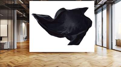 Abstract black flying fabric isolated on white background Wall mural