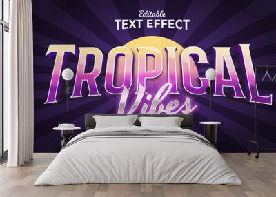 Tropical Vibes Retro Color 3d Style Editable Text Effects Template Wall mural