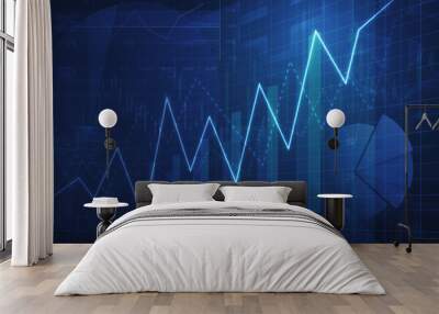 Growth graph with financial chart and graph, success business Wall mural