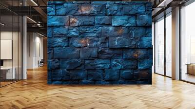 A blue brick wall with a blue background Wall mural